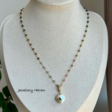 Charger l&#39;image dans la galerie, Ombré tourmaline and coin pearl pendant necklace