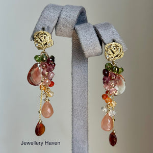 Red Schiller Oregon sunstone earrings