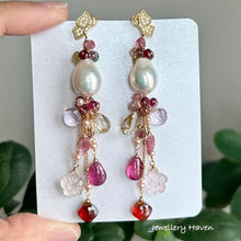 Load image into Gallery viewer, Edison pearl earrings garden theme