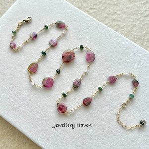 RESERVED for E - Watermelon tourmaline slice necklace
