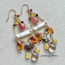 Load image into Gallery viewer, Soleil pearl chandelier earrings