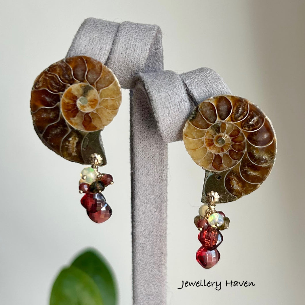 Ammonite stud earrings