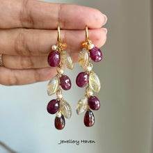 Laden Sie das Bild in den Galerie-Viewer, Ruby, golden rutilated quartz earrings