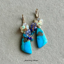 Carica l'immagine nel visualizzatore di Gallery, Turquoise, Ethiopian opal, tanzanite earrings