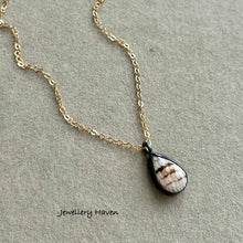 Load image into Gallery viewer, Fossilised wrasse pendant necklace (oxidised silver and 14k gold filled)