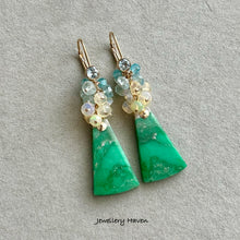 Laden Sie das Bild in den Galerie-Viewer, Variscite, aquamarine, Ethiopian opal earrings
