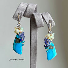 Carica l'immagine nel visualizzatore di Gallery, Turquoise, Ethiopian opal, tanzanite earrings