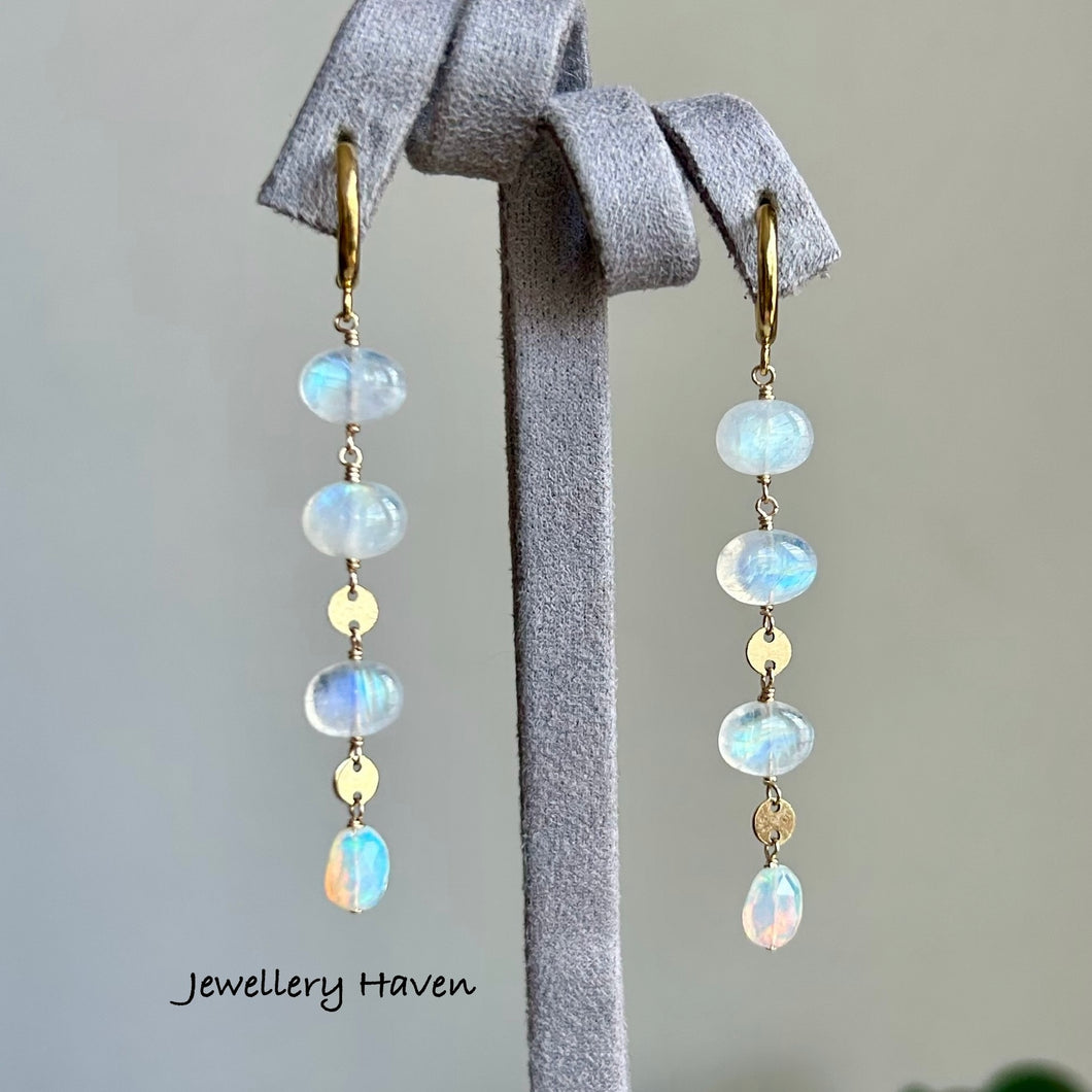 Rainbow moonstone earrings #2