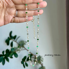 画像をギャラリービューアに読み込む, Chrysoprase, chrome diopside and pearl necklace