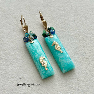 Amazonite seahorse earrings