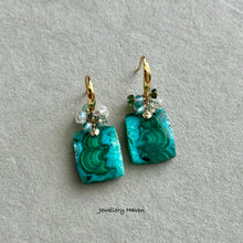 Load image into Gallery viewer, Chrysocolla malachite earrings