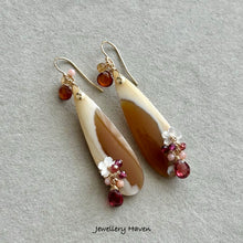 Load image into Gallery viewer, Opal petrified wood earrings