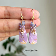 Load image into Gallery viewer, Phosphosiderite, tanzanite, pink amethyst earrings