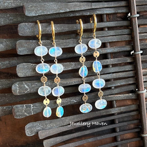 Rainbow moonstone earrings #2