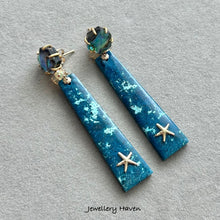 Charger l&#39;image dans la galerie, Abalone shell studs and shattuckite earrings (detachable dangle)