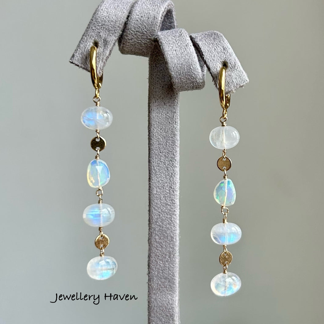 Rainbow moonstone earrings #1