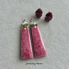 Load image into Gallery viewer, Rhodonite and Ruby stud earrings (detachable dangle)