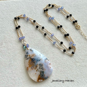 Dendritic opal pendant necklace