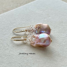 Charger l&#39;image dans la galerie, Blush lilac pink iridescence baroque pearl and moonstones earrings