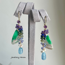 Charger l'image dans la galerie, Variscite, aquamarine, amethyst, tourmaline earrings
