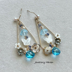 Blue topaz chandelier earrings