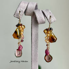 Load image into Gallery viewer, Montana agate, druzy geode cluster tassel earrings