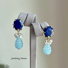 Load image into Gallery viewer, Lapis lazuli and aquamarine earrings