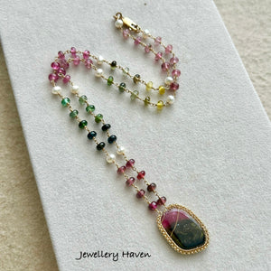 Watermelon tourmaline necklace