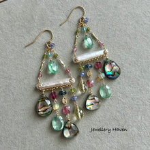 Load image into Gallery viewer, Abalone shell chandelier earrings