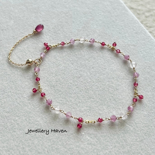 Pink tourmaline and rose quartz bracelet #2