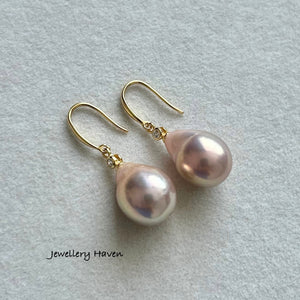 Champagne metallic iridescent Edison pearl earrings