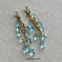 Load image into Gallery viewer, Reserved for M … Aquamarine tassel earrings