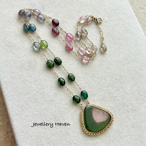 Watermelon tourmaline necklace