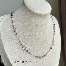 Load image into Gallery viewer, Pink amethyst, amethyst and labradorite necklace