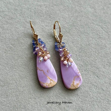 Load image into Gallery viewer, Phosphosiderite, tanzanite, pink amethyst earrings