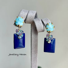 Load image into Gallery viewer, Lapis lazuli with larimar studs earrings