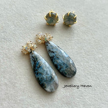 Load image into Gallery viewer, Labradorite and marcasite agate earrings