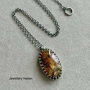 Star golden rutilated quartz pendant necklace