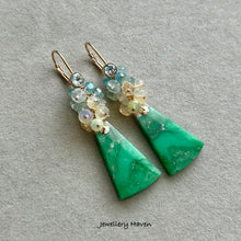 Laden Sie das Bild in den Galerie-Viewer, Variscite, aquamarine, Ethiopian opal earrings