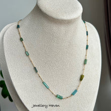 Load image into Gallery viewer, Teal, green, indicolite tourmaline necklace