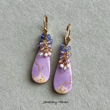 Load image into Gallery viewer, Phosphosiderite, tanzanite, pink amethyst earrings