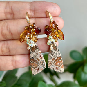 Druzy palm root agate earrings