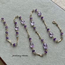 Load image into Gallery viewer, Pink amethyst, amethyst and labradorite necklace