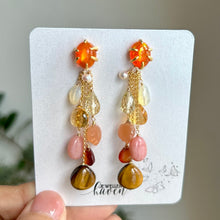 Load image into Gallery viewer, Pink opal, citrine, peach moonstone and Mexican fire opal studs earrings (detachable)