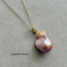 Load image into Gallery viewer, Metallic iridescent pink purplish baroque pearl and Ethiopian opal necklace