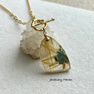 Golden rutilated quartz toggle necklace