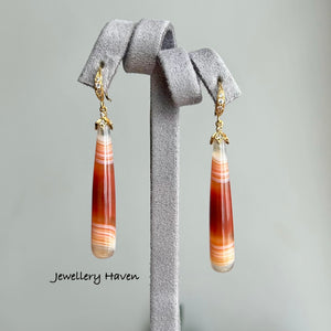 Red banded agate earrings