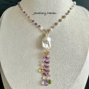 Summer wisteria baroque pearl necklace
