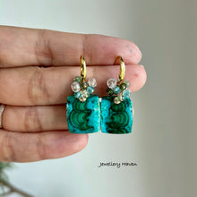 Load image into Gallery viewer, Chrysocolla malachite earrings