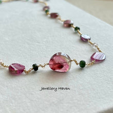 Load image into Gallery viewer, RESERVED for E - Watermelon tourmaline slice necklace